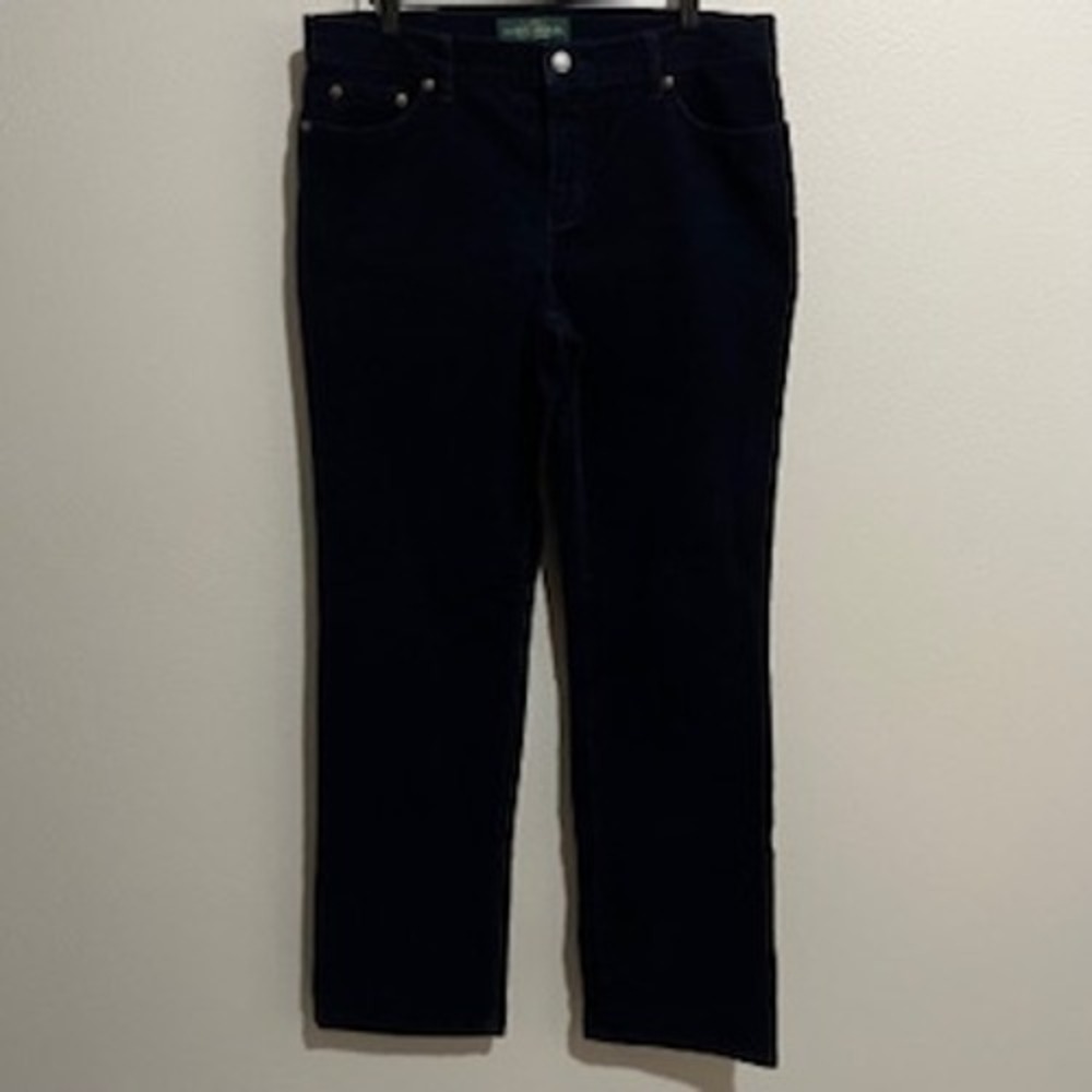 Lauren Ralph Lauren Navy Blue Corduroy Classic Straight Leg Pants Womens Size 10 - Picture 9 of 13